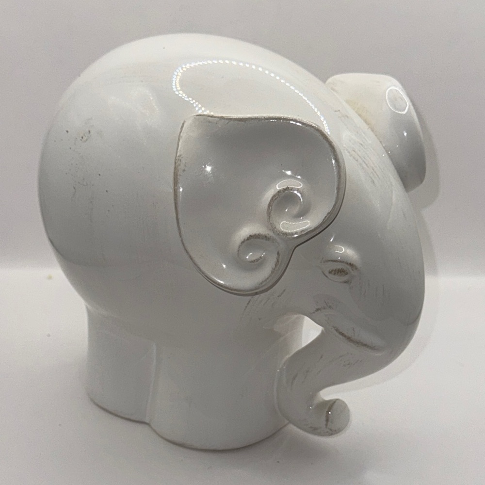 Elegant White Ceramic Elephant Figurine